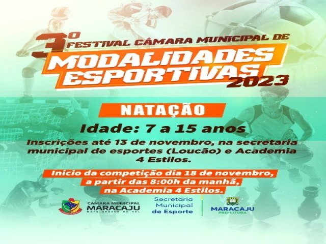 Festival Cmara Municipal de Modalidades Esportivas abre inscries para Etapa de Natao