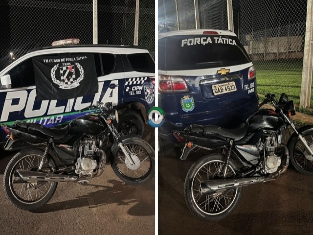 Polcia Militar recebe denncia annima e recupera moto furtada em Maracaju