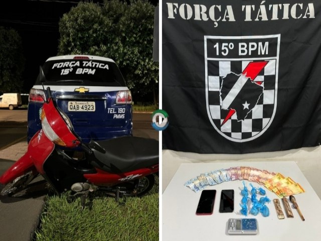 Fora Ttica de Maracaju fecha 'boca de fumo', prende dois e recupera moto furtada