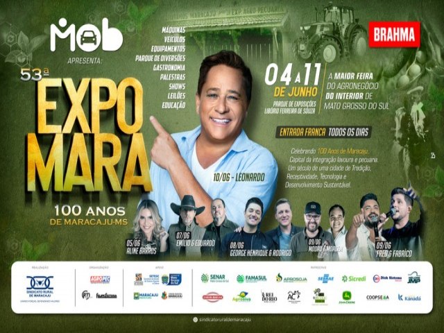 Sindicato Rural de Maracaju lana a 53 Expomara, de 04 a 11 de junho