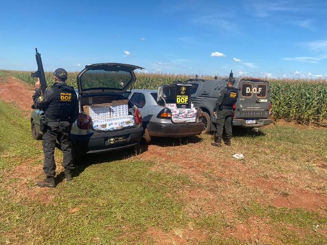 Veculos carregados com cigarros ilegais so apreendidos pelo DOF na regio de Maracaju