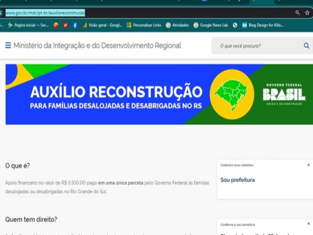 Governo esclarece regras e prazos do Auxlio Reconstruo. Entenda