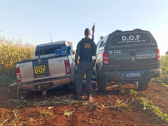 Caminhonete com placas falsas e maconha so apreendidas em Maracaju