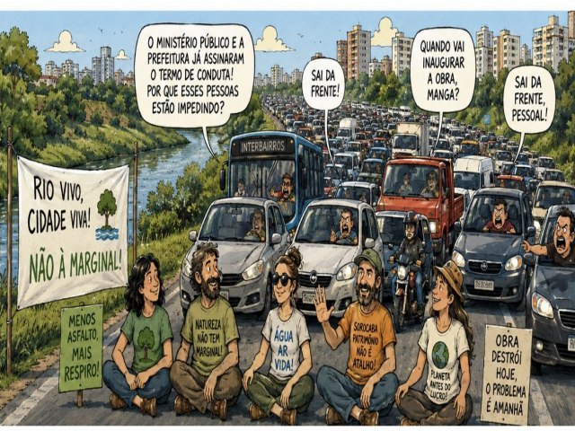 Ambientalistas bloqueiam obra de via marginal no Rio Sorocaba