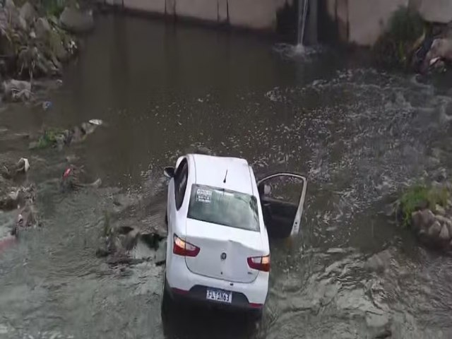 Motorista morre aps cair com carro no Rio Tamanduate em Santo Andr