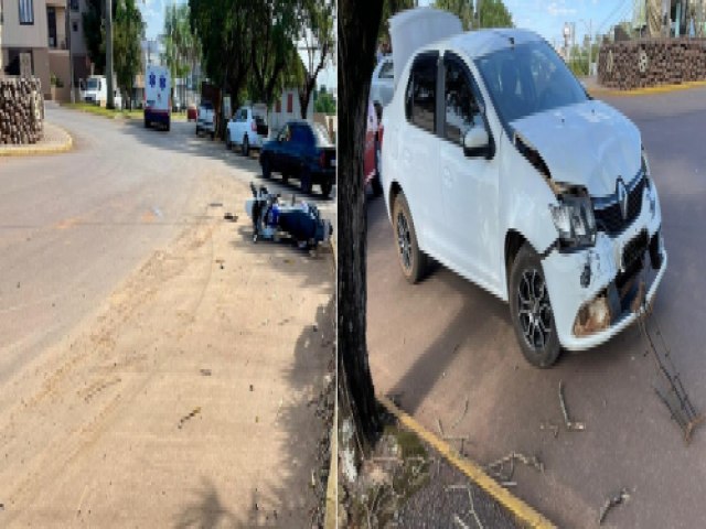 Motociclista fica ferido 