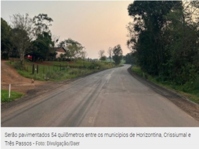 Obra da ERS 305 entre Horizontina, Crissiumal e Trs Passos j recebeu investimento de R$ 86 milhes do Estado