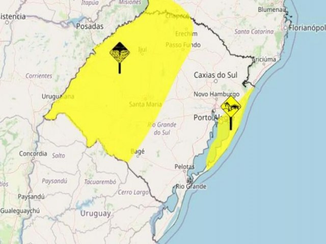 Tempestade e vento costeiro: RS tem dois alertas meteorolgicos vlidos para esta segunda-feira