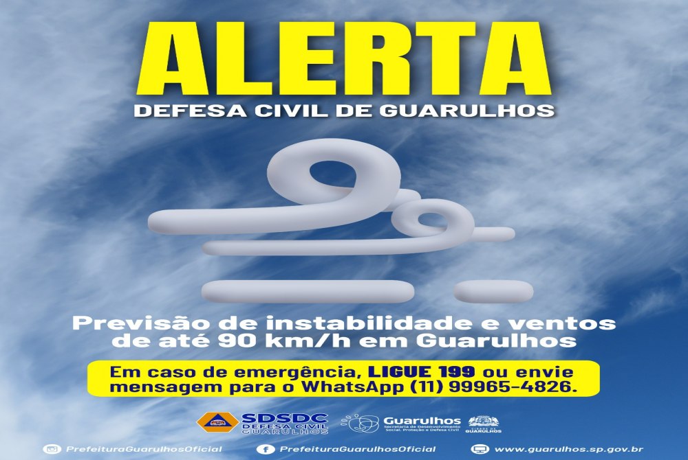 Prefeitura de Guarulhos mobiliza equipes de emerg�ncia durante passagem de ciclone extratropical.