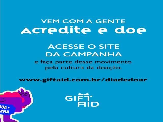 GIFTAID apoia o dia de doar, comemorado em 03 de dezembro