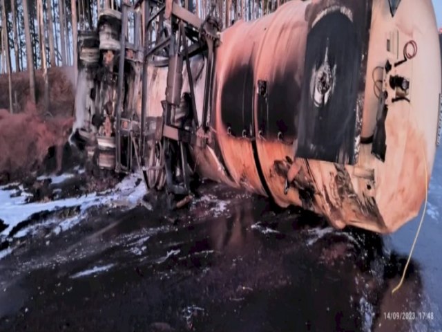 IVINHEMA: Caminhão pega fogo na BR 376