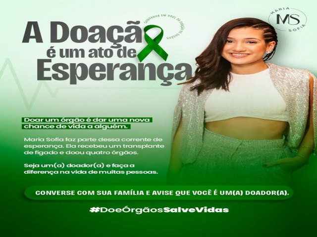 Famlia de Maria Sofia Valim faz campanha pblica por doao de rgos