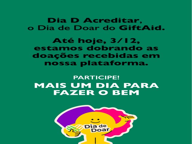 GIFTAID apoia o dia de doar, comemorado em 03 de dezembro