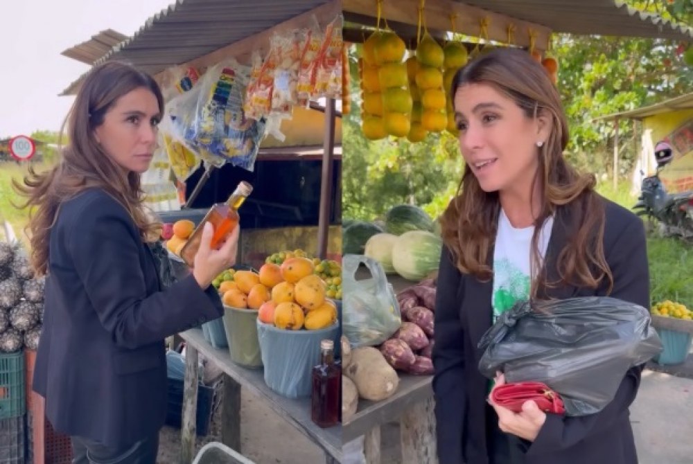 De passagem pela Para�ba, atriz global faz a ?feira? em barraca na BR-230: ?Macaxeira, umbu e car� no meio da estrada?