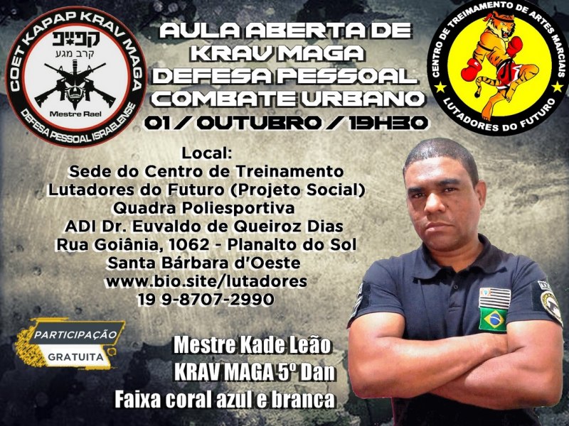 Aula Aberta de Krav Maga, Defesa Pessoal e Combate Urbano com o Mestre Kade Leo.