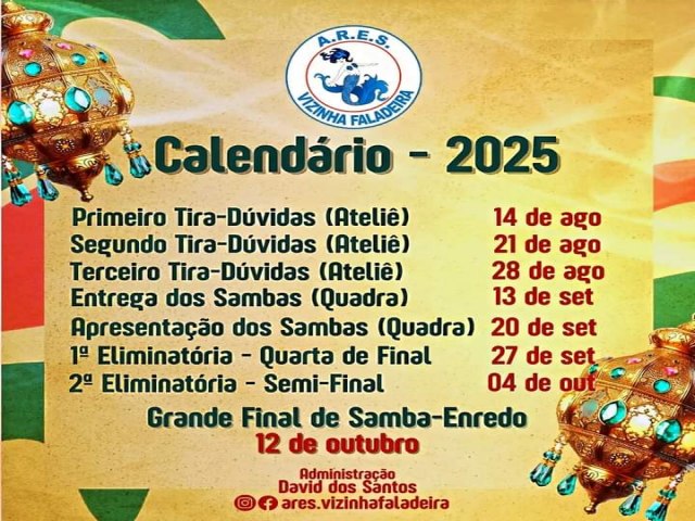 Calendrio de disputa da Vizinha Faladeira 