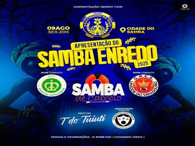 PARASO DO TUIUTI FAZ LANAMENTO OFICIAL DO SAMBA ENREDO HOJE, NA CIDADE DO SAMBA