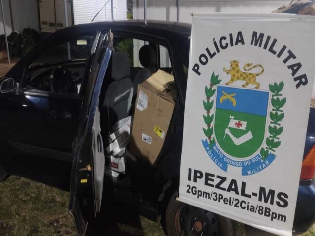 Polcia Militar de Ipezal, em Anglica, apreende mercadorias de contrabando e descaminho avaliadas em R$ 33 mil