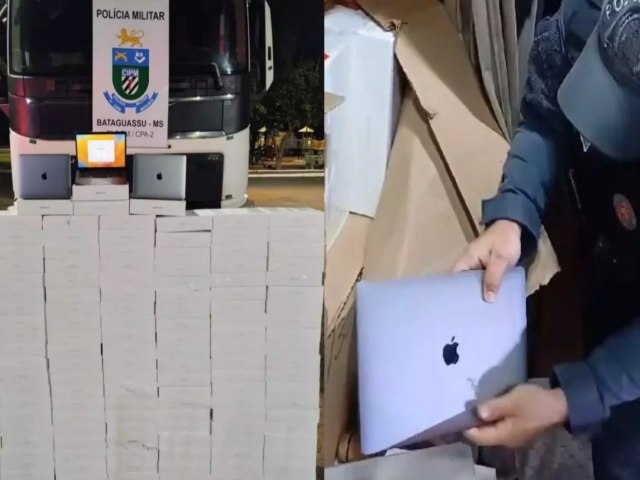 Polcia apreende carga milionria de MacBooks escondidos em caminho frigorfico na BR-262