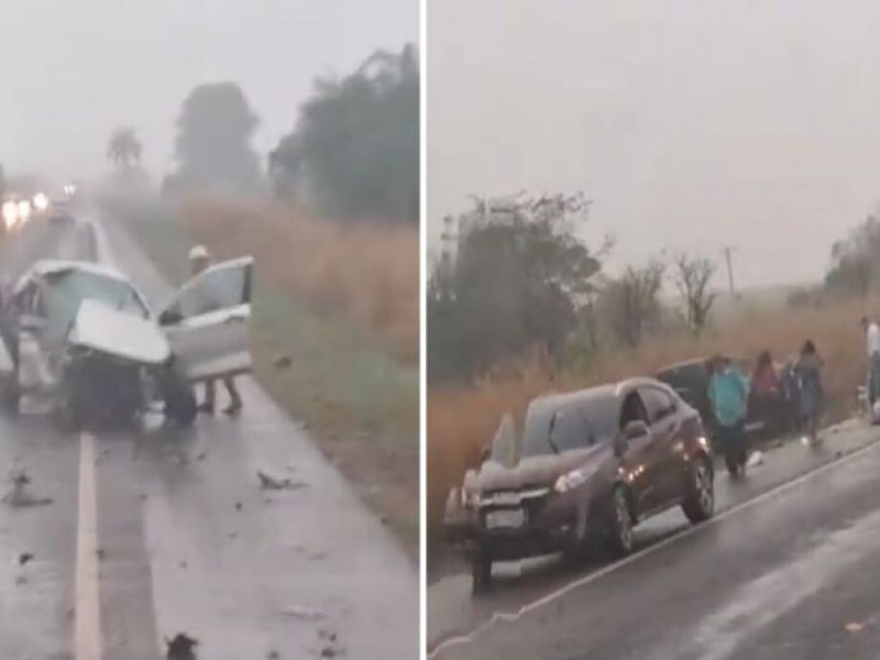 Coliso de carro e caminhonte em meio  chuva mata dois na BR-163