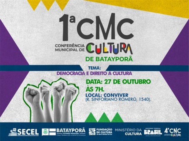 1ª Conferência Municipal de Cultura de Batayporã será realizada na sexta-feira (27)