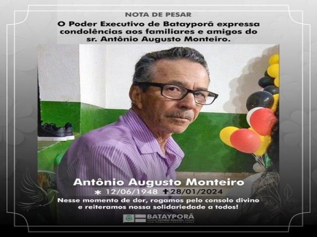 Nota de pesar: falecimento de Antônio Augusto Monteiro