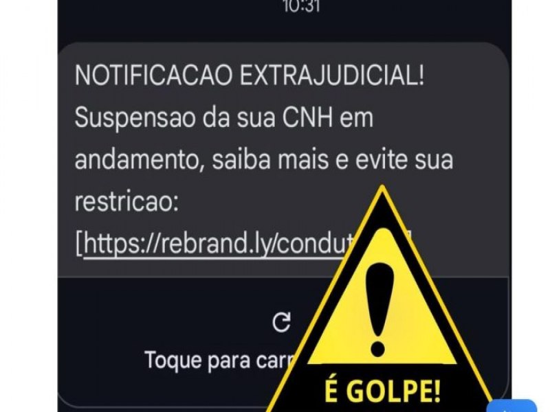 SMS com notificao extrajudicial de suspenso de CNH em nome do Detran-MS  golpe