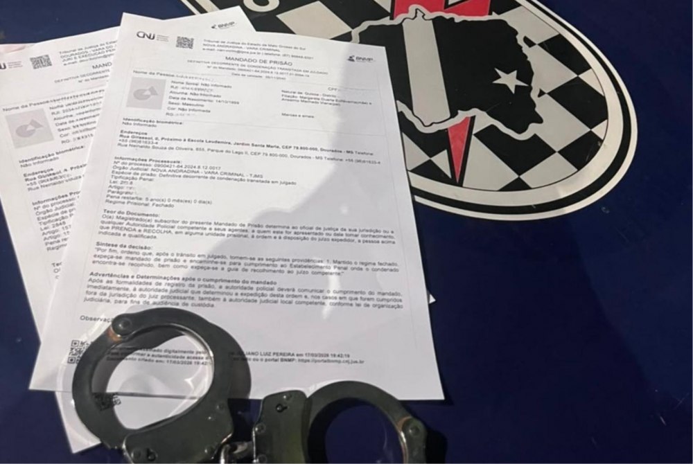 Pol�cia Militar cumpre tr�s mandados de pris�o em Nova Andradina
