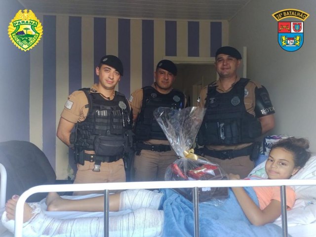 EQUIPE ROTAM VISITA MENINA QUE SOFREU ACIDENTE NA BR 376