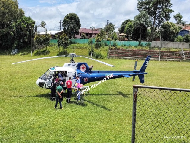 GESTANTE  TRANSFERIDA PELO HELICPTERO DO SAMU EM RESERVA