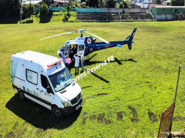 HELICPTERO DO SAMU REALIZA A TRANSFERNCIA DE UM IDOSO EM RESERVA