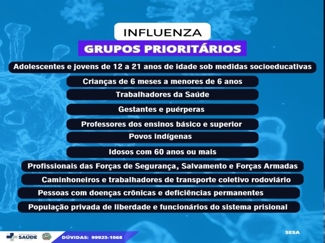 DIA D DA INFLUENZA ACONTECE NESTE SBADO (15) E VRIOS GRUPOS PODEM TOMAR