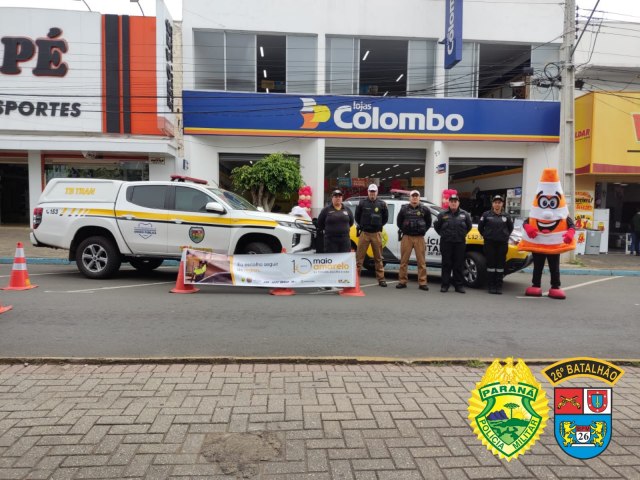 EVENTO MAIO AMARELO: POLCIA MILITAR E TBTRAN REALIZAM BLITZ EDUCATIVA EM TELMACO BORBA