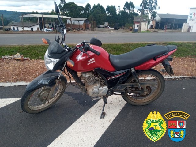 COM O AUXLIO DO SISTEMA DE MONITORAMENTO (CIS), POLICIA MILITAR APREENDE MOTOCICLETA COM SINAIS DE ADULTERAO EM TELMACO BORBA.