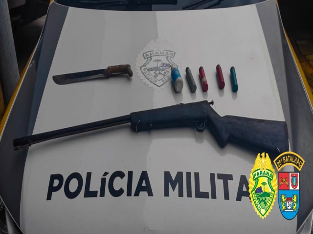 POLCIA MILITAR APREENDE ARMA DE FOGO EM CAETANO MENDES 