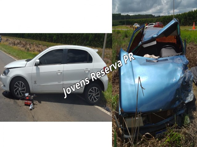 COLISO FRONTAL ENTRE VECULOS DEIXA FERIDOS NA PR-160 EM TELMACO BORBA (PR)