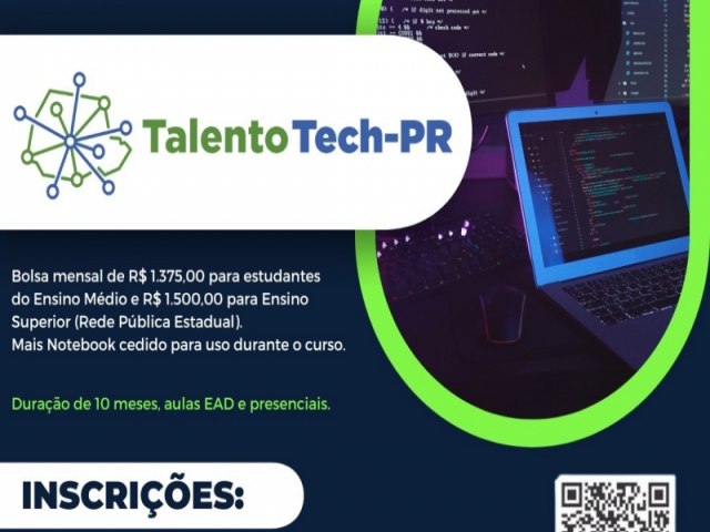 TALENTO TECH PARAN: INSCRIES ONLINE TERMINAM EM 3 DE JUNHO