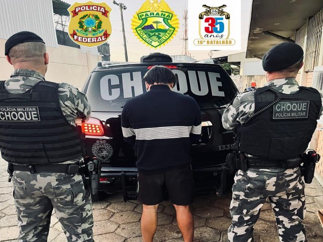 AO CONJUNTA ENTRE POLCIA MILITAR E POLCIA FEDERAL, CAPTURA FORAGIDO DA JUSTIA FACCIONADO COM 11 MANDADOS DE PRISO EM ABERTO