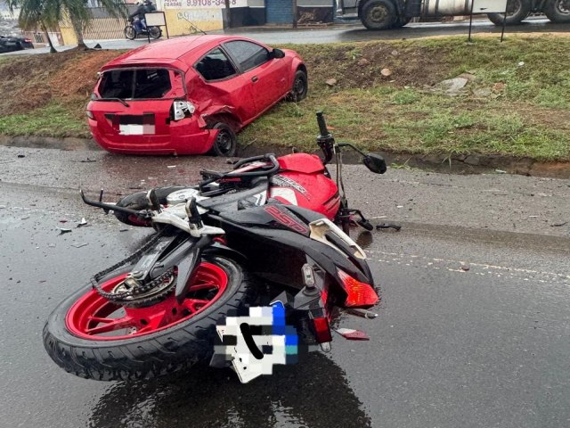 MOTOCICLISTA FICA FERIDO EM ACIDENTE NA PR-160, EM TELMACO BORBA-PR