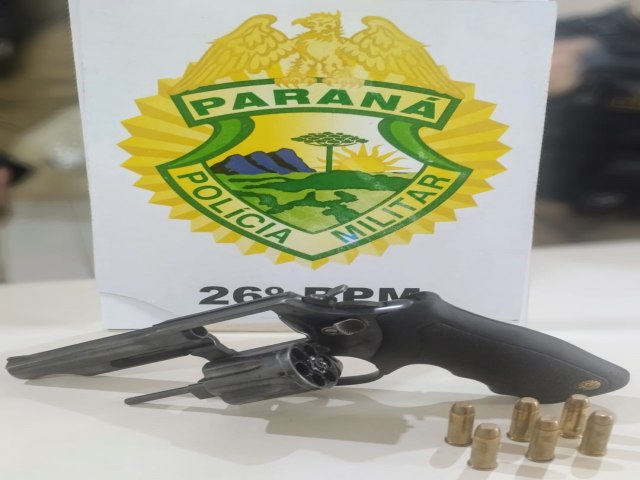 EQUIPES DO 26 BPM REALIZAM APREENSO DE ARMA DE FOGO EM TELMACO BORBA-PR