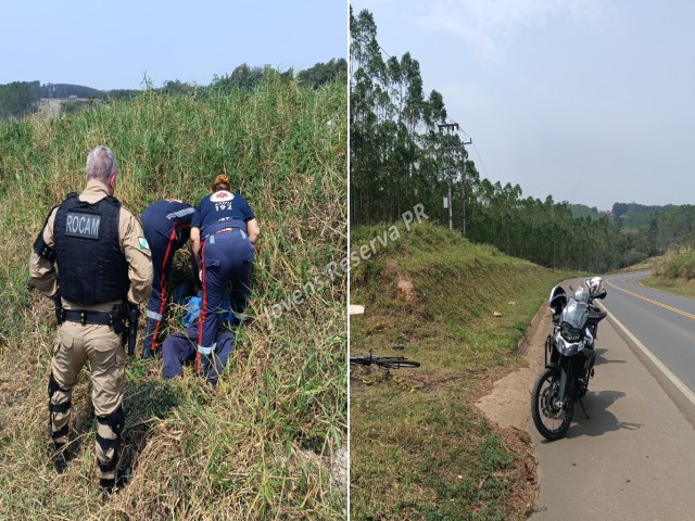 EQUIPE ROCAM LOCALIZA INDIVDUO DESMAIADO NA RODOVIA PR-340 EM TELMACO BORBA-PR 