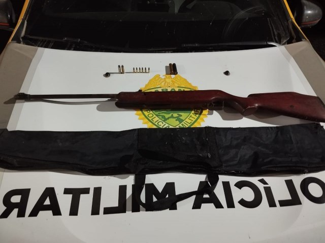 EQUIPE POLICIAL APREENDE ESPINGARDA NO MUNICPIO DE CNDIDO DE ABREU-PR 