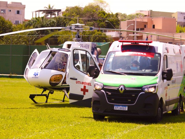 HELICPTERO DO SAMU REALIZA A TRANSFERNCIA DE PACIENTE EM RESERVA-PR