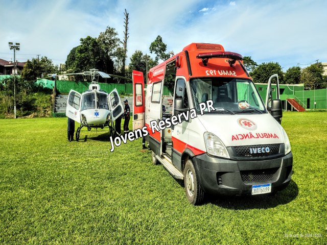 HOMEM COM SUSPEITA DE AVC  TRANSFERIDO POR HELICPTERO DO SAMU, EM RESERVA-PR