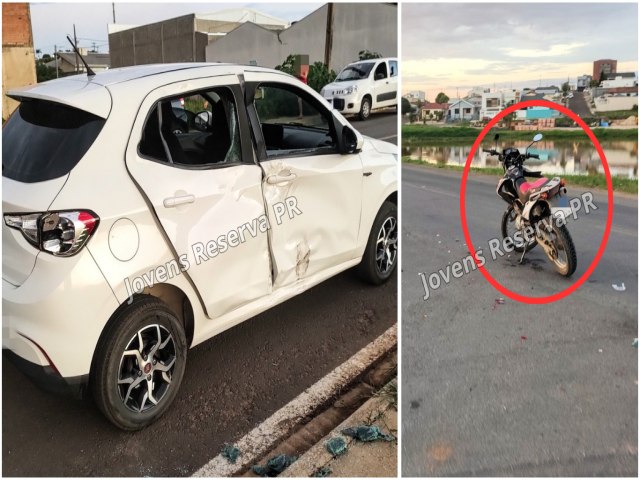 ACIDENTE ENTRE AUTOMVEL E MOTOCICLETA DEIXA FERIDOS EM RESERVA-PR 