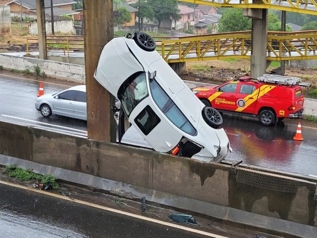 BMW CAPOTA NA BR-376 EM PONTA GROSSA E DEIXA DOIS FERIDOS