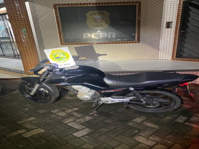 MOTOCICLETA FURTADA  RECUPERADA EM TELMACO BORBA-PR 