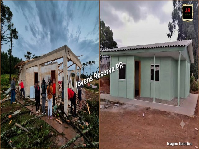 PREFEITURA DE RESERVA ANUNCIA CONSTRU��O EMERGENCIAL DE CASAS PR�-MOLDADAS AP�S FORTE VENDAVAL NO IMB� 