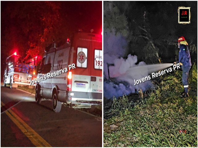 ACIDENTE SEGUIDO DE INC�NDIO MOBILIZA DEFESA CIVIL E SAMU DE RESERVA-PR 