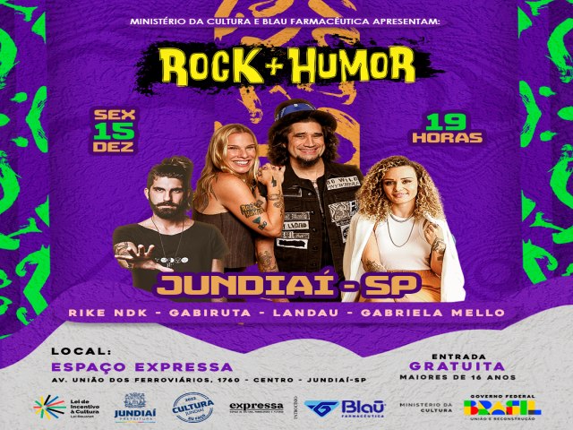 Gabi Roncatti e Landau apresentam o stand up “Rock + Humor” pela primeira vez em Jundiaí/SP